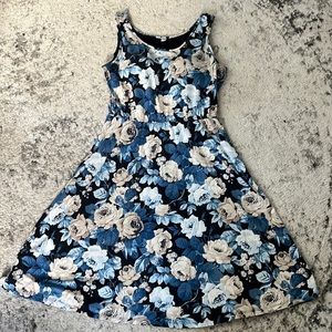 Blue Rose patterned Uniqlo dress with built in bra!